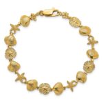 14K Polished Sand Dollar/Clam Shell/Starfish 7.25 inch Bracelet - Image 4