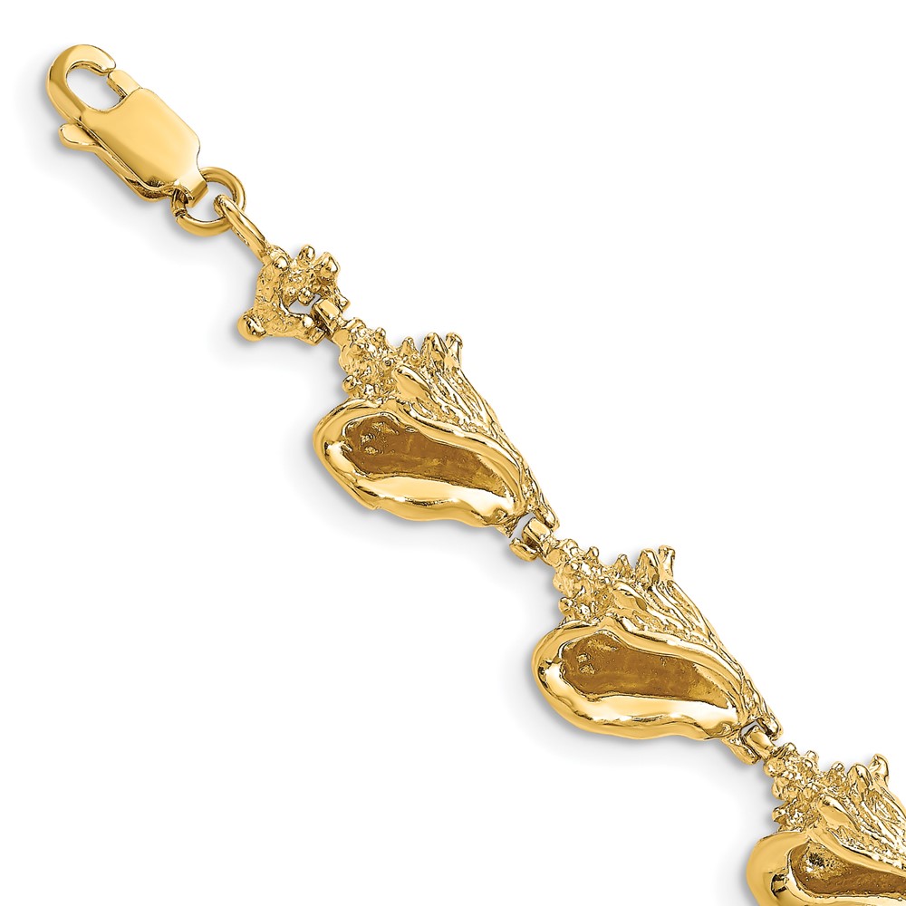 FB1705-7.25.jpg 14k Polished 3-D Conch Shell Link 7.25 inch Bracelet - Image 1