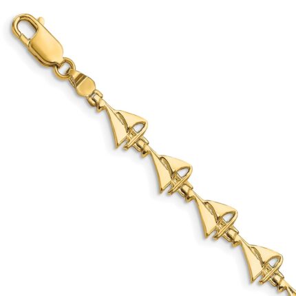 14k Polished Sailboat 7 inch Bracelet