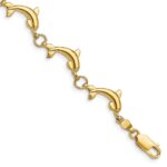 14k Polished Dolphin Link 8 inch Bracelet