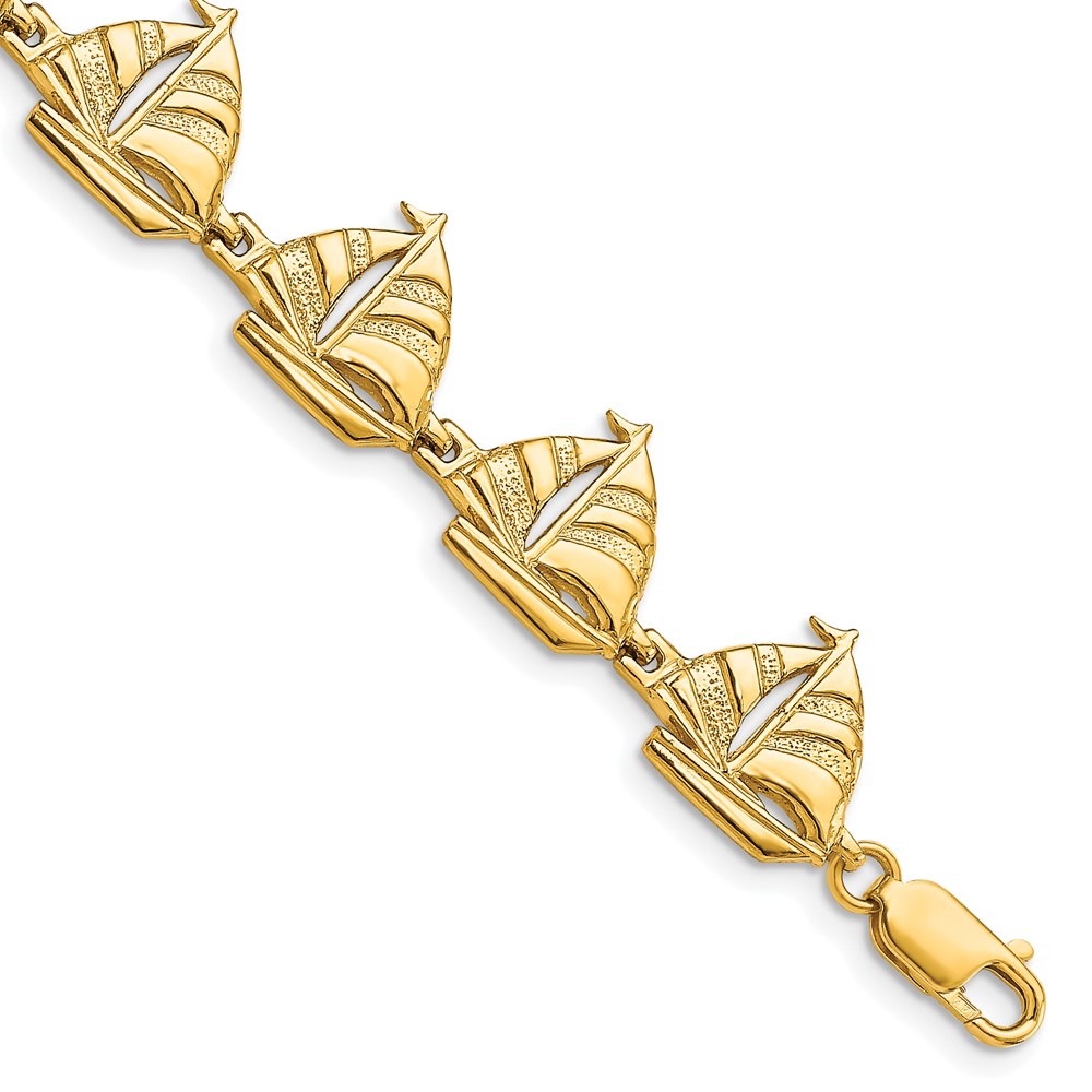 FB1785-7.25.jpg 14k Polished Sailboat 7.25 inch Bracelet - Image 1