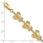 14K Polished and Textured Sea Turtle 7.25 inch Bracelet - Image 3