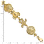 14k Polished Sand Dollar/Starfish/Turtle Link 7 inch Bracelet - Image 3
