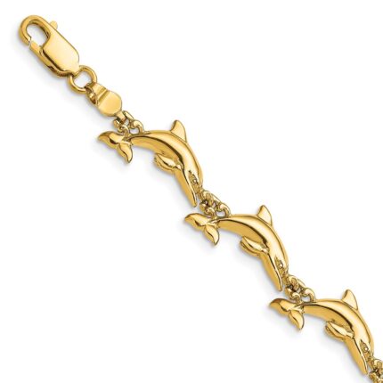 14k Polished Dolphin 7 inch Bracelet