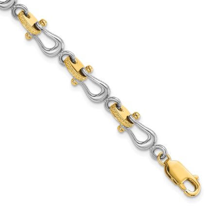 14k Two-tone Polished Anchor Shackle 8 inch Bracelet