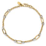 14K Two-tone Fancy Oval Link and Chain 7.25 inch Bracelet Plus 0.5 inch Extender - Image 4
