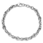 14K White Gold Polished and Textured Fancy Link 8 inch Bracelet - Image 4