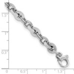 14K White Gold Polished and Textured Fancy Link 8 inch Bracelet - Image 3