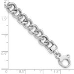 14K White Gold Polished And Textured 8mm Fancy Curb Link 7.75 inch Bracelet - Image 3