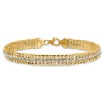 14K and White Rhodium Polished 7.4mm Fancy Link 8 inch Bracelet - Image 3