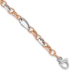 14K Two-tone White and Rose 6.8mm Fancy Link 8 inch Bracelet