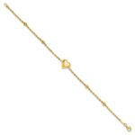 14k Polished and Diamond-cut Beaded Puffed Heart 7.75 inch Bracelet - Image 2
