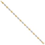 14K Two-tone Polished and Diamond-cut Puffed Beads 7.75 inch Bracelet - Image 2