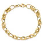 14k Polished and Textured 7mm Fancy Link 7.5 inch Bracelet - Image 4