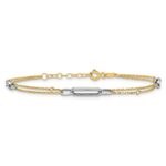14K Two-tone Polished and Diamond-cut 3-Station 6.5 inch Bracelet Plus 0.75 inch Extender - Image 3