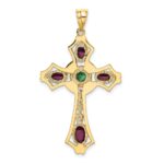 14K Ruby and Emerald Cabochon Cross Pendant - Image 3