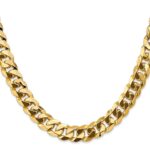 14K 9.5mm Flat Beveled Curb with Lobster Clasp Chain - Image 2