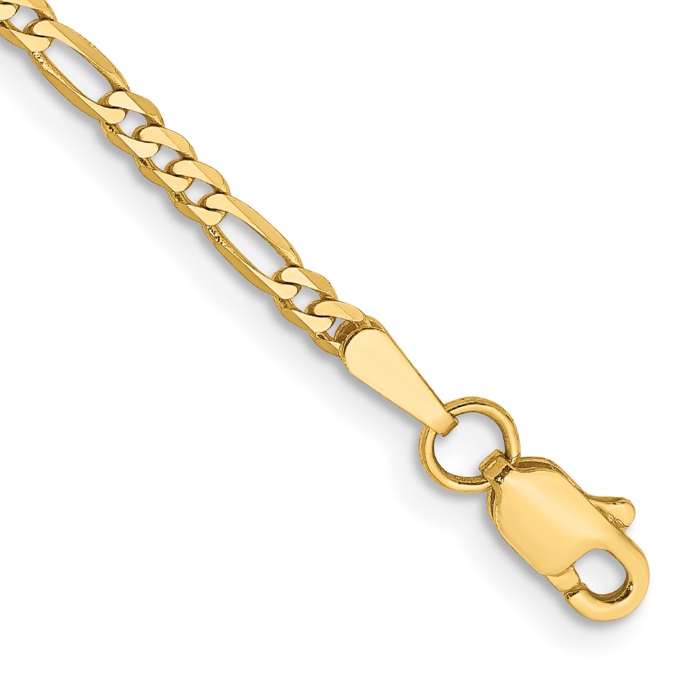 FFL060-7.jpg 14K 2.25mm Flat Figaro with Lobster Clasp Anklet - Image 1