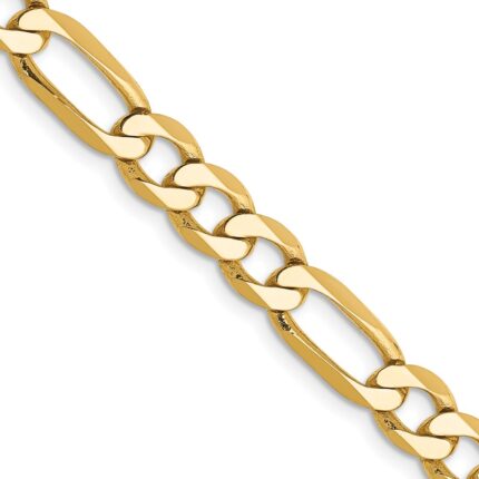14K 6.25mm Flat Figaro with Lobster Clasp Chain