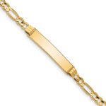 14k Polished Solid Chain/Solid Plate Figaro Link 25x4.8mm Plate 8 inch ID Bracelet
