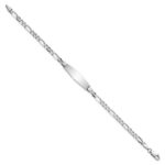 14k White Gold Polished Solid Chain/Solid Plate Figaro Link Soft Diamond Shape 24.5x7.5mm Plate 7 inch ID Bracelet - Image 2