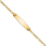 14k Polished Solid Chain/Solid Plate Figaro Link Soft Diamond Shape 24.5x7.3mm Plate 8 inch ID Bracelet
