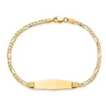 14k Polished Solid Chain/Solid Plate Figaro Link Soft Diamond Shape 24.5x7.3mm Plate 8 inch ID Bracelet - Image 4