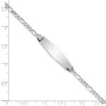 14k White Gold Polished Solid Chain/Solid Plate Figaro Link Soft Diamond Shape 24.5x7.5mm Plate 7 inch ID Bracelet - Image 3