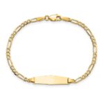 14k Polished Solid Chain/Solid Plate Figaro Link Soft Diamond Shape 19.5x5mm Plate 8 inch ID Bracelet - Image 4