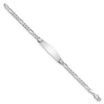 14k White Gold Polished Solid Chain/Solid Plate Figaro Link Soft Diamond Shape 33x9mm Plate 8 inch ID Bracelet - Image 2