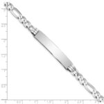 14k White Gold Polished Solid Chain/Solid Plate Figaro Link 38.5x8mm Plate 8 inch ID Bracelet - Image 3