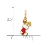 14k Madi K Polished Red and White Epoxy Christmas Stocking with Candy Childrens Charm / Pendant - Image 4