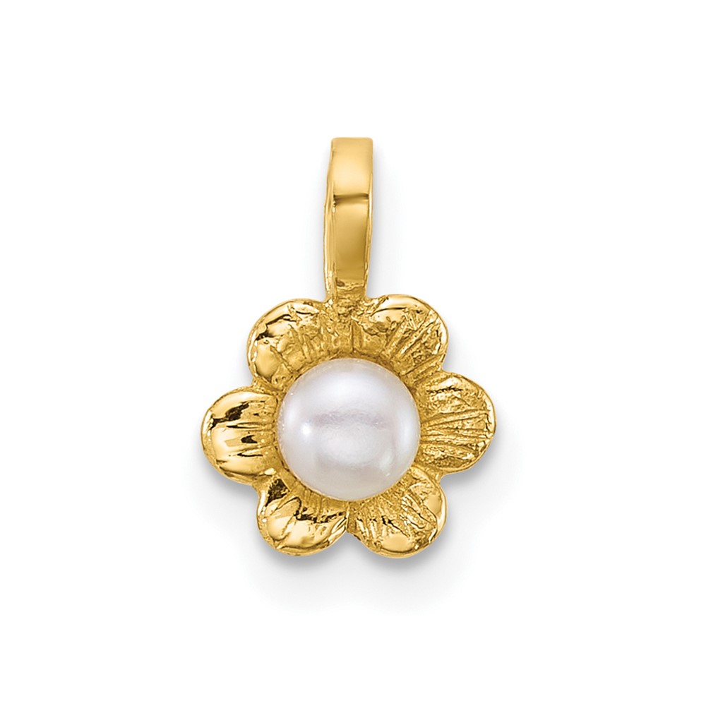 GK1201.jpg 14k Madi K Polished 3-4mm Button White Freshwater Cultured Pearl Flower Pendant - Image 1
