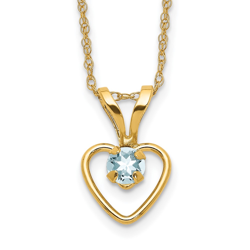 GK402-15.jpg 14k Madi K 3mm Aquamarine Heart Birthstone Necklace - Image 1