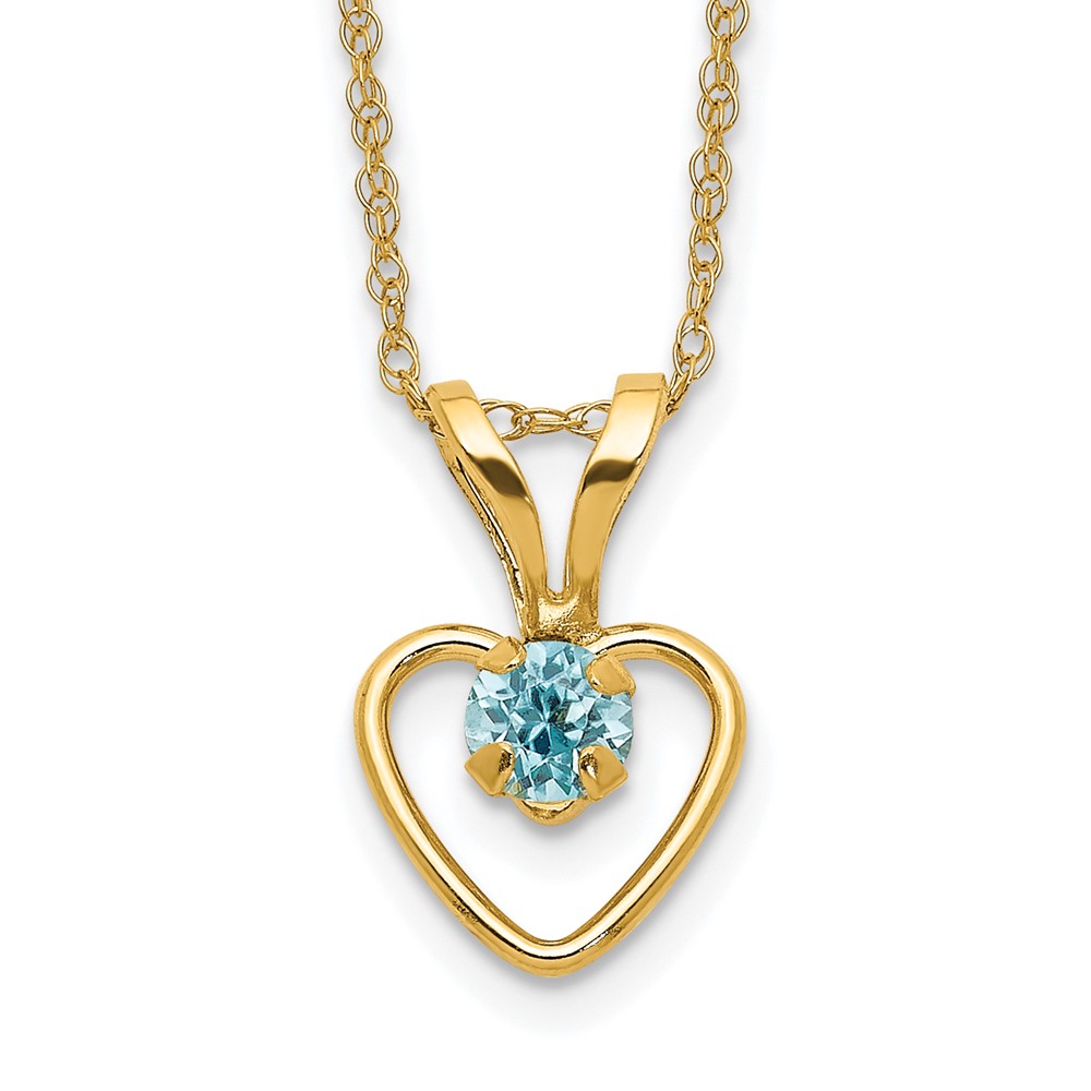 GK414-15.jpg 14k Madi K 3mm Blue Zircon Heart Birthstone Necklace - Image 1