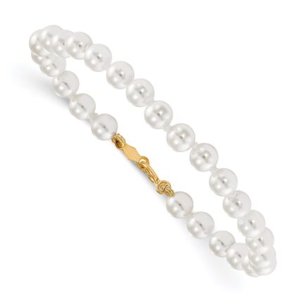 14k Madi K 4.5mm-5.5mm White Imitation Shell Pearl 5.25 inch Bracelet