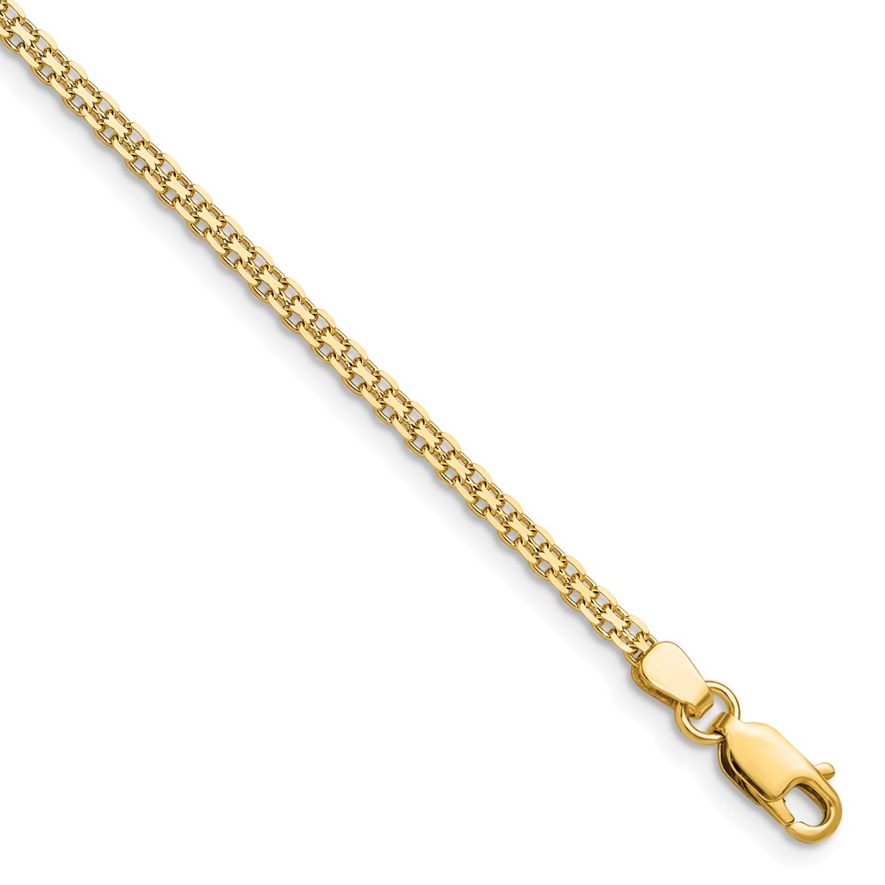 HLF20-8.jpg 14k 2.2mm Lightweight Flat Bismark Chain Anklet - Image 1