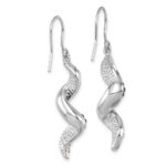 Sterling Silver Rhodium-Plated Polished Long Twirl White and Blue Crystal Wave Dangle Earrings - Image 4