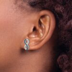 Sterling Silver Rhodium-Plated Polished Blue Crystal Eternity Post Earrings - Image 3