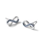 Sterling Silver Rhodium-Plated Polished Blue Crystal Eternity Post Earrings - Image 6