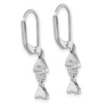 Sterling Silver Rhodium-plated Polished Blue Crystal Bonefish Dangle Earrings - Image 4