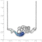 Sterling Silver Rhodium-Plated Polished Blue and White Crystal Mermaid 18.5 inch with a 1 inch extention Necklace - Image 5