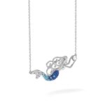 Sterling Silver Rhodium-Plated Polished Blue and White Crystal Mermaid 18.5 inch with a 1 inch extention Necklace - Image 7