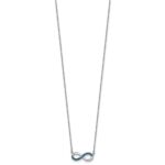 Sterling Silver Rhodium-Plated Polished Blue Crystal Eternity 16.5 inch with a 2 inch extention Necklace - Image 2