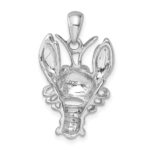 Sterling Silver Rhodium-plated Polished Orange Crystal Lobster Pendant - Image 3