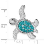 Sterling Silver Rhodium-plated Polished Blue Crystal Turtle Chain Slide - Image 5