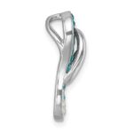 Sterling Silver Rhodium-plated Polished Blue Crystal Flip Flop Chain Slide - Image 2