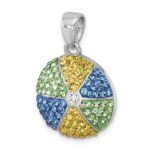 Sterling Silver Rhodium-plated Polished Multi-Color Crystal Beach Ball Pend - Image 4