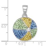Sterling Silver Rhodium-plated Polished Multi-Color Crystal Beach Ball Pend - Image 5
