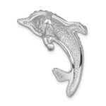 Sterling Silver Rhodium-Plated Large Crystal Dolphin Slide - Image 3